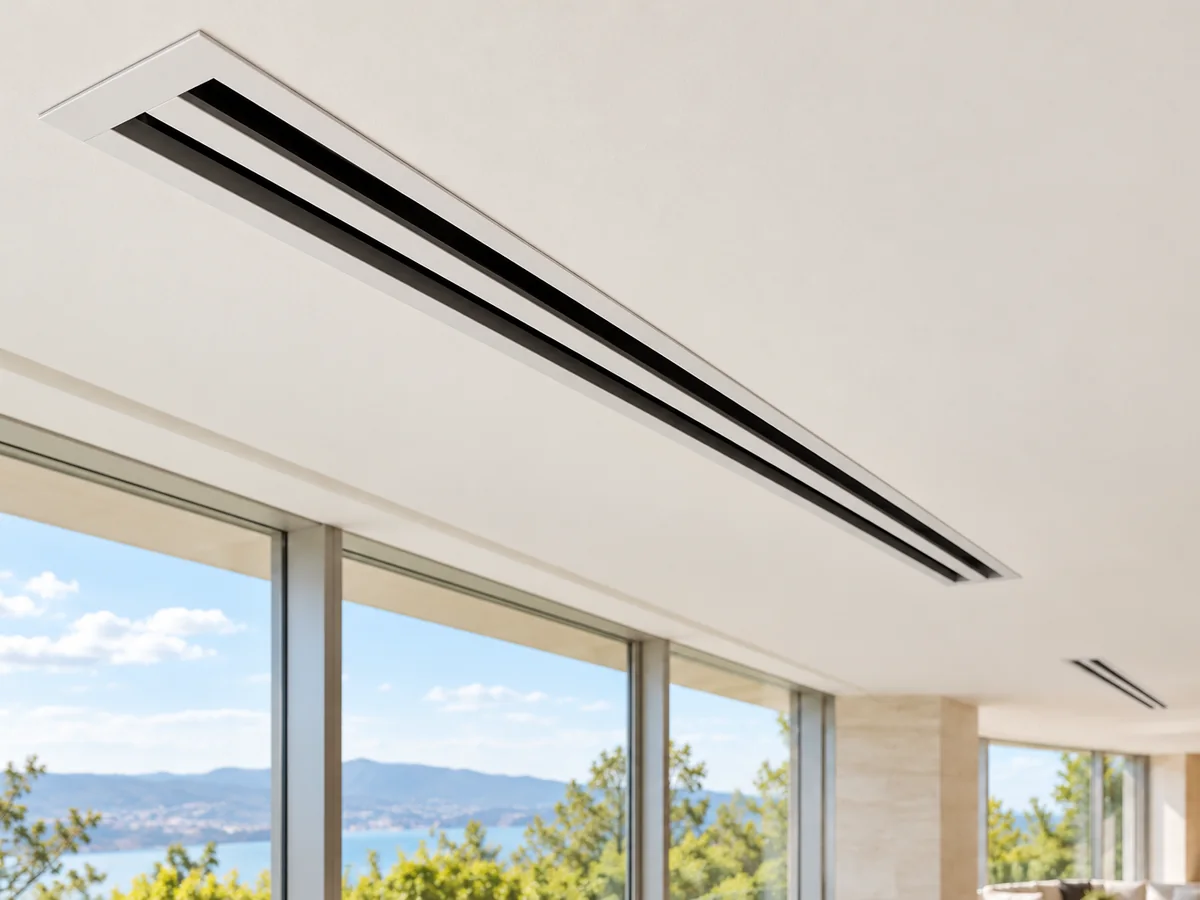 Difusor linear de ar-condicionado dutado embutido no forro de gesso